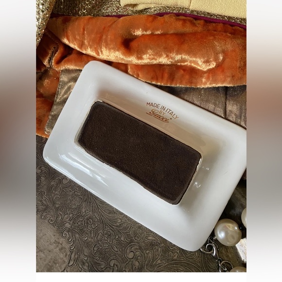 Rare Vintage GUCCI  Dish Change Tray Ashtray Porcelain 14k Barware Home Decor GG - Picture 5 of 9